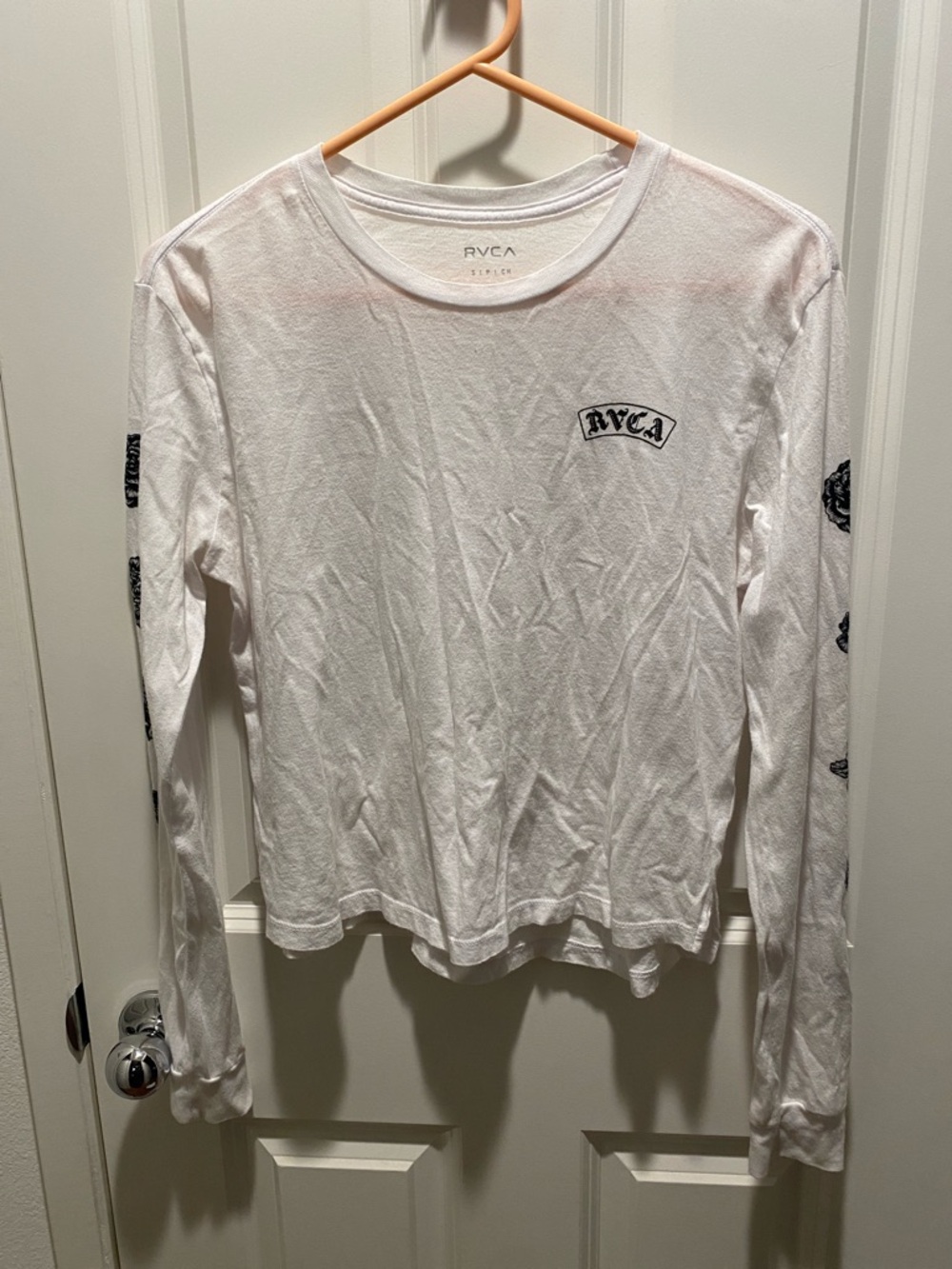 RVCA White Long-Sleeve Graphic Logo Tee